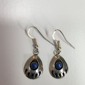 Brand New Sterling Lapis Bear Claw Earrings